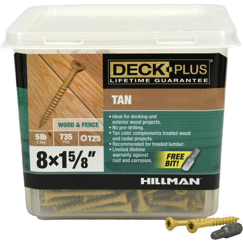 Hillman Deck Plus Tan Deck Screws, #8 x 1-5/8-In, 735-Pk