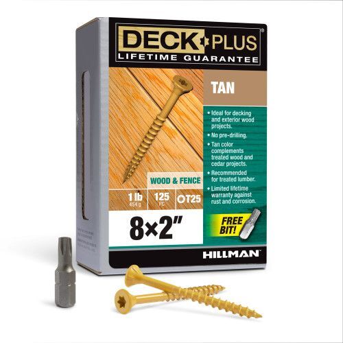 Hillman Deck Plus Tan Deck Screws, #8 x 2-In, 125-Pk