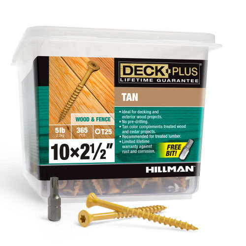 Hillman Deck Plus Tan Deck Screws, #10 x 2 1/2-In, 5-Lb