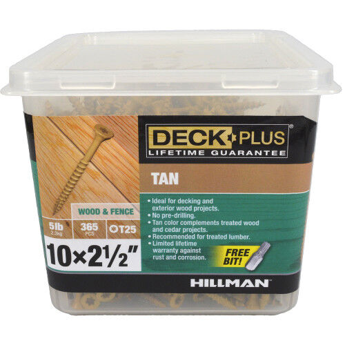 Hillman Deck Plus Tan Deck Screws, #10 x 2 1/2-In, 5-Lb