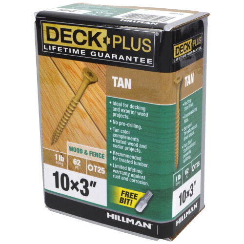 Hillman Deck Plus Tan Deck Screws, #10 x 3-In, 1-Lb