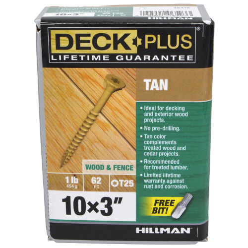 Hillman Deck Plus Tan Deck Screws, #10 x 3-In, 1-Lb