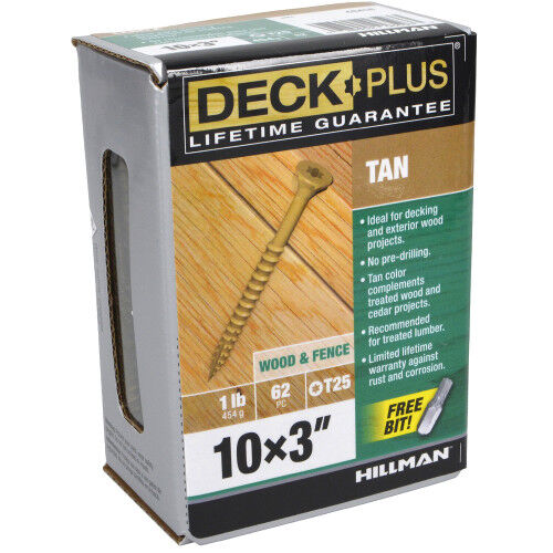 Hillman Deck Plus Tan Deck Screws, #10 x 3-In, 1-Lb