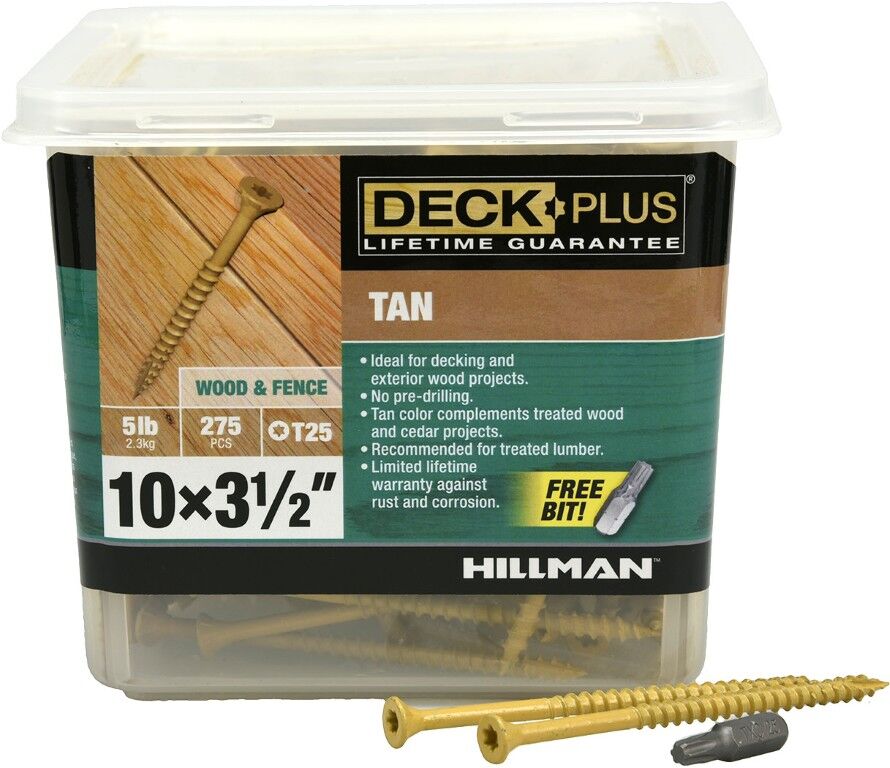 Hillman Deck Plus Tan Deck Screws, #10 x 3 1/2-In, 5-Lb