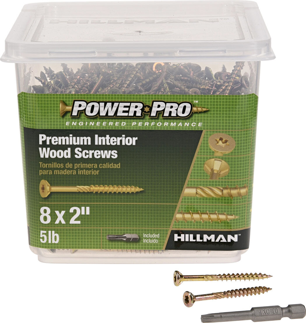 Hillman Power Pro Premium Interior Wood Screws, #8 x 2-In, 5-Lb