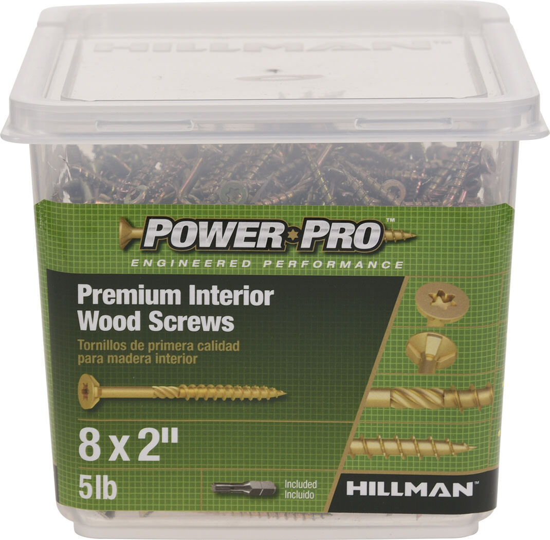 Hillman Power Pro Premium Interior Wood Screws, #8 x 2-In, 5-Lb