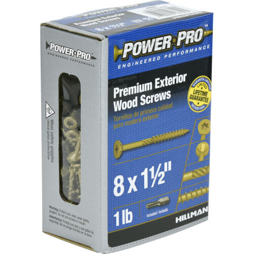 Hillman Power Pro Premium Exterior Wood Screws, #8 x 1 1/2-In, 1-Lb