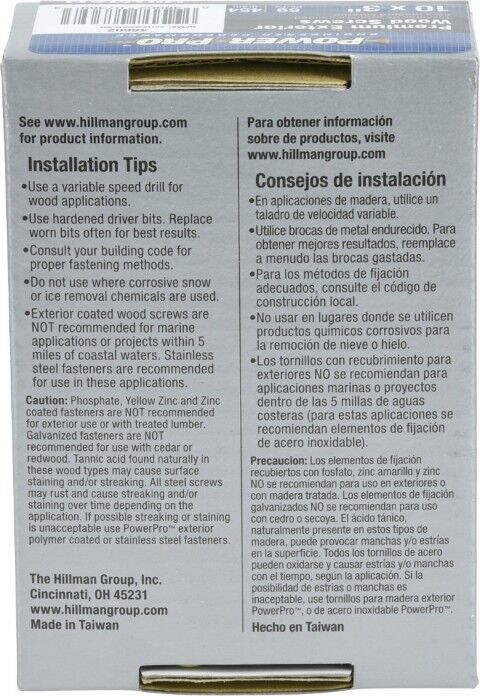 Hillman Power Pro Premium Bronze Exterior Wood Screws, #10 x 3-In, 1-Lb