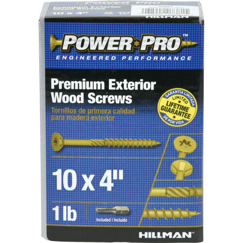 Hillman Power Pro Exterior #10 X 4-In Wood Screws, 1-Lb