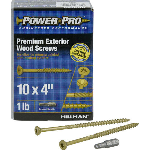 Hillman Power Pro Exterior #10 X 4-In Wood Screws, 1-Lb