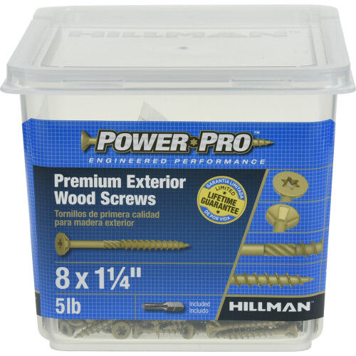 Hillman Power Pro Bronze Premium Exterior Wood Screws #8 X 1-1/4 In, 5-Lb Box