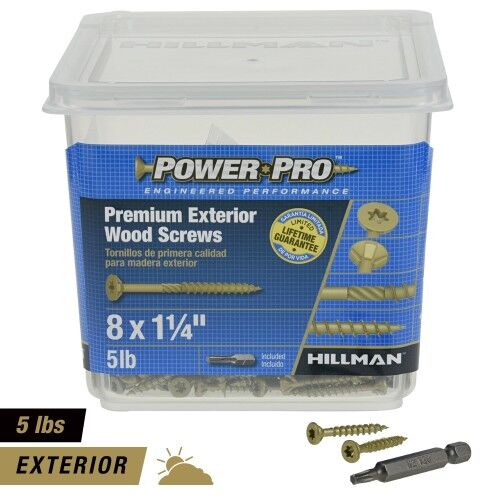 Hillman Power Pro Bronze Premium Exterior Wood Screws #8 X 1-1/4 In, 5-Lb Box