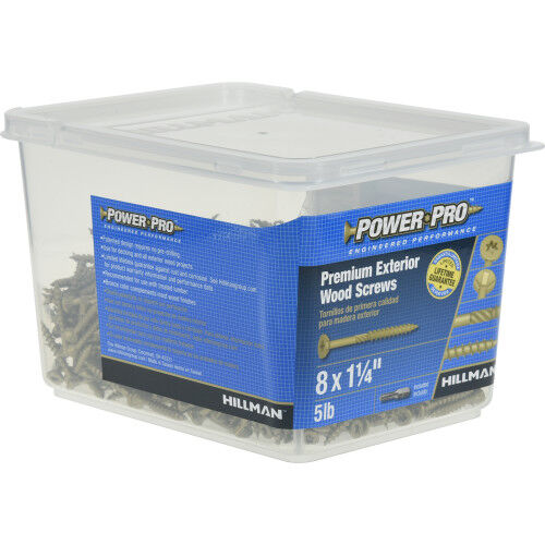 Hillman Power Pro Bronze Premium Exterior Wood Screws #8 X 1-1/4 In, 5-Lb Box