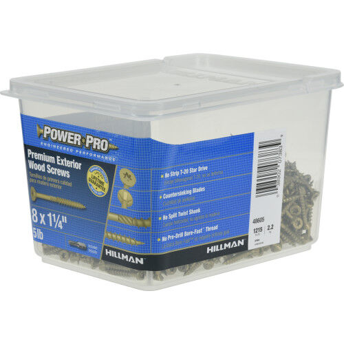 Hillman Power Pro Bronze Premium Exterior Wood Screws #8 X 1-1/4 In, 5-Lb Box