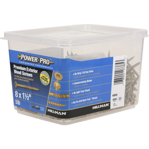 Hillman Power Pro Premium Exterior Wood Screws, #8 x 1 1/2-In, 5-Lb