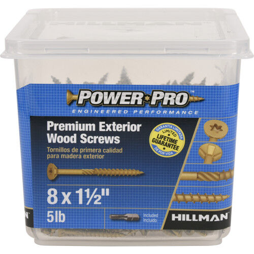 Hillman Power Pro Premium Exterior Wood Screws, #8 x 1 1/2-In, 5-Lb