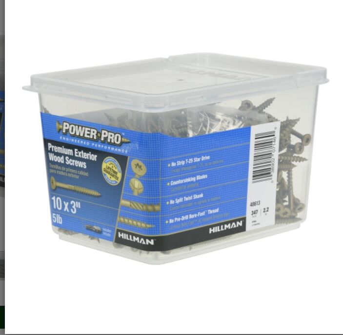 Hillman Power Pro Premium Exterior Wood Screws, #10 x 3-In, 5-Lb Box