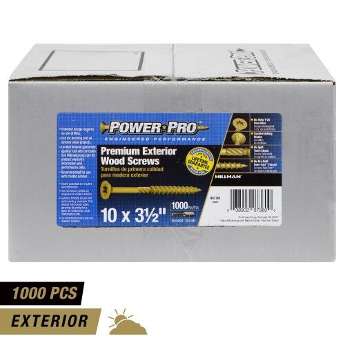 Hillman Power Pro Premium Exterior Wood Screws, 3 1/2-In