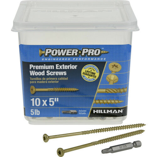 Hillman Power Pro Premium Exterior Wood Screws, #10 x 5-In, 213-Pk