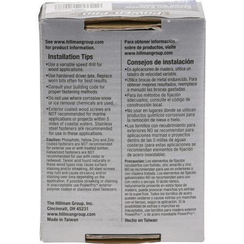 Hillman Power Pro Premium 305 Stainless Steel Wood Screws, #10 x 3 1/2-In, 1-Lb