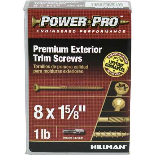 Hillman Power Pro Premium Exterior Trim Screws, #8 x 1-5/8-In, 195-Pk