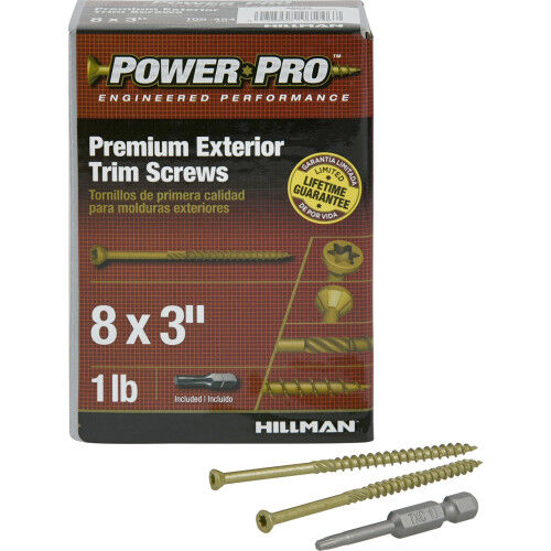 Hillman Power Pro Premium Exterior Trim Screws, #8 X 3-In, 1-Lb Box