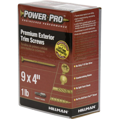 Hillman Power Pro Premium Exterior Trim Screws, #9 X 4-In, 1-Lb Box