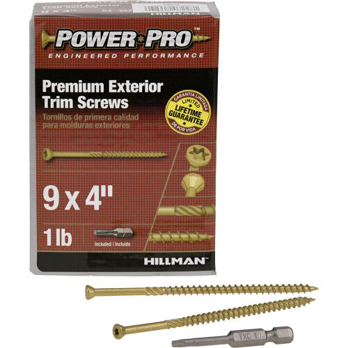 Hillman Power Pro Premium Exterior Trim Screws, #9 X 4-In, 1-Lb Box