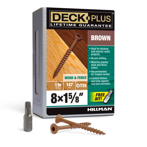 Hillman Deck Plus Brown Deck Screws, #8 X 1-5/8 In, 1-Lb