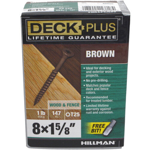Hillman Deck Plus Brown Deck Screws, #8 X 1-5/8 In, 1-Lb