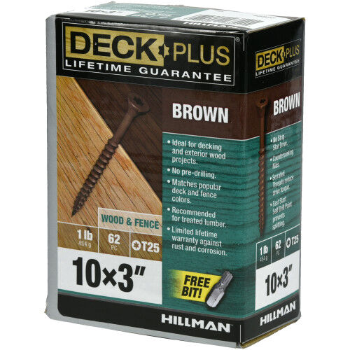 Hillman Deck Plus Brown Deck Screws, #10 x 3-In