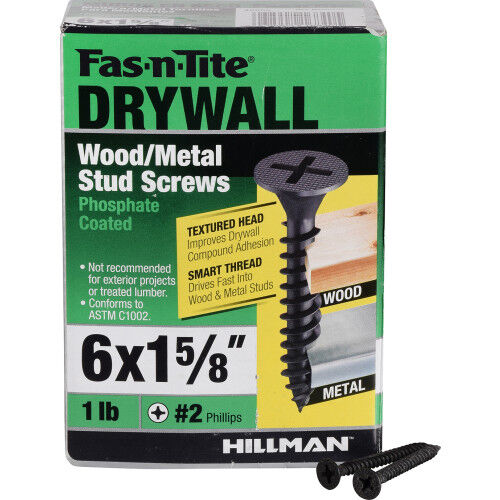 Hillman Fas-N-Tite Smart Thread Drywall Screws, #6 X 1 5/8-In, 1-Lb