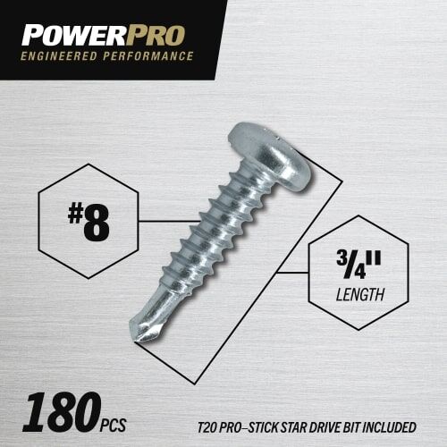 Hillman Power Pro Premium Star Drive Pan Sheet Metal Screws, #8-32 X 3/4-In, 180-Pc
