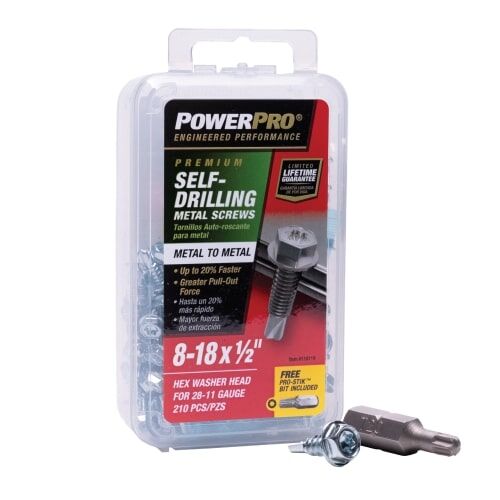 Hillman Power Pro Premium Star Drive Hex Washer Sheet Metal Screws, #8-32 X 1/2-In, 210-Pc