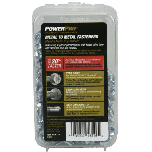 Hillman Power Pro Premium Star Drive Hex Washer Sheet Metal Screws, #8-32 X 1/2-In, 210-Pc