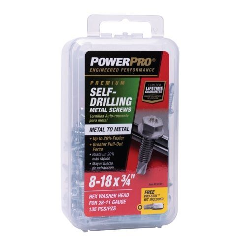 Hillman Power Pro Premium Star Drive Hex Washer Sheet Metal Screws, #8-32 x 3/4-In, 135-Pk