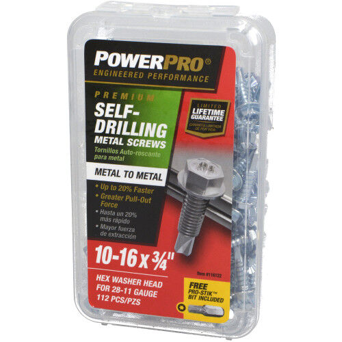 Hillman Power Pro Premium Star Drive Hex Washer Sheet Metal Screws, #10-32 x 3/4-In, 112-Pc