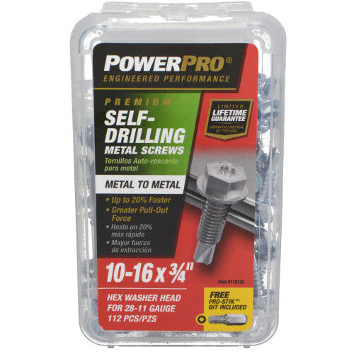 Hillman Power Pro Premium Star Drive Hex Washer Sheet Metal Screws, #10-32 x 3/4-In, 112-Pc
