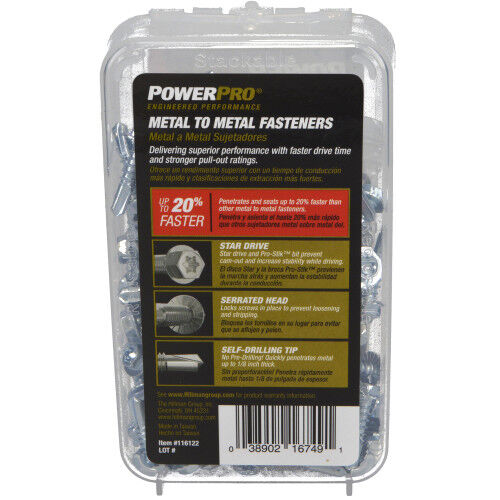 Hillman Power Pro Premium Star Drive Hex Washer Sheet Metal Screws, #10-32 x 3/4-In, 112-Pc