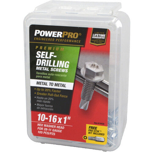 Power Pro Premium Self-Drilling Metal Screws, #10-32 X 1-In, 1-Lb