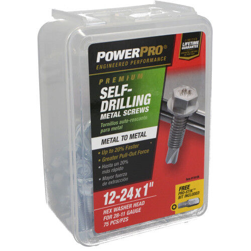 Hillman Power Pro Star Drive Hex Washer #12-24 X 1-In Sheet Metal Screws, 1-Lb
