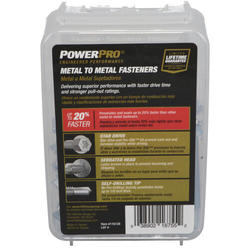 Hillman Power Pro Premium Star Drive Hex Washer Sheet Metal Screws, #12-24 x 2-In, 1-Lb