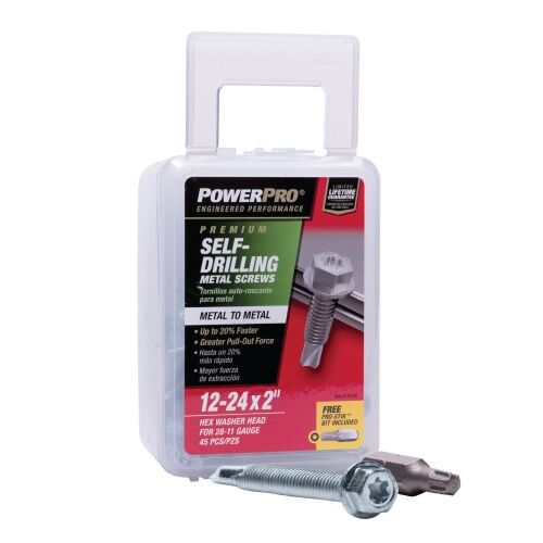 Hillman Power Pro Premium Star Drive Hex Washer Sheet Metal Screws, #12-24 x 2-In, 1-Lb
