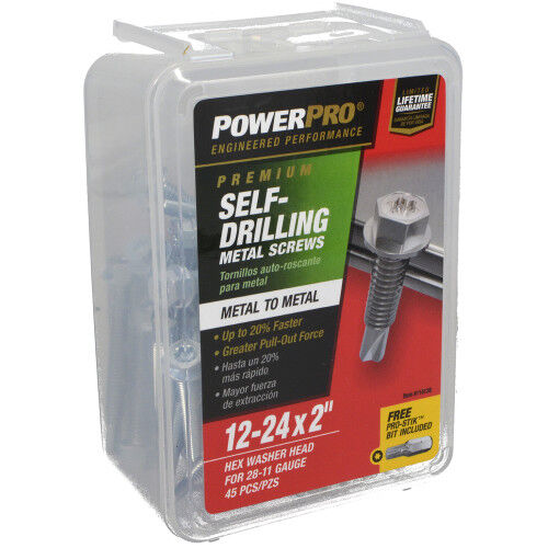 Hillman Power Pro Premium Star Drive Hex Washer Sheet Metal Screws, #12-24 x 2-In, 1-Lb