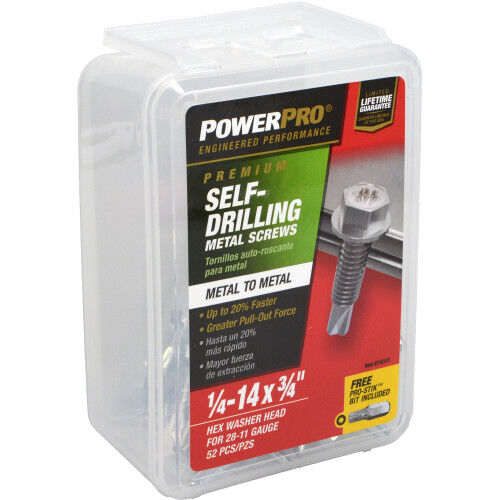 Hillman 1/4-In -14 x 1 1/4-In Power Pro Premium Star Drive Hex Washer Sheet Metal Screws, 52-Ct