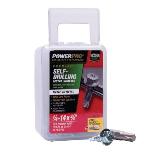 Hillman 1/4-In -14 x 1 1/4-In Power Pro Premium Star Drive Hex Washer Sheet Metal Screws, 52-Ct