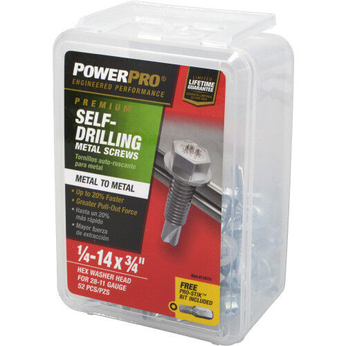 Hillman 1/4-In -14 x 1 1/4-In Power Pro Premium Star Drive Hex Washer Sheet Metal Screws, 52-Ct