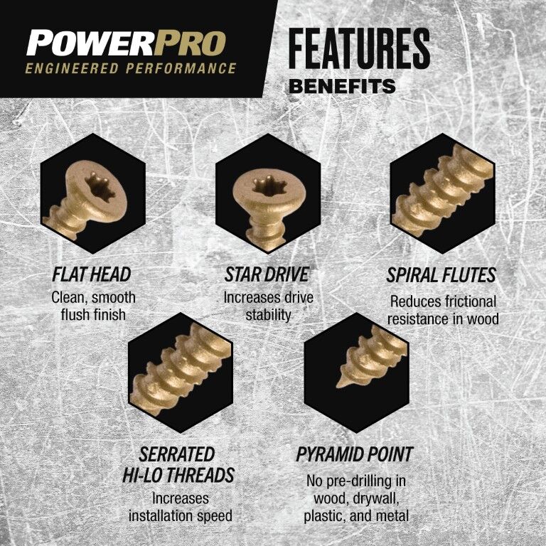 Hillman Power Pro ONE Flat Exterior Bronze Multi-Material Screws, #6 x 5/8-In, 50-Pc