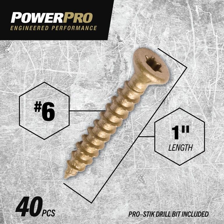 Hillman Power Pro ONE Flat Exterior Bronze Multi-Material Screws, #6 x 1-In, 40-Pc