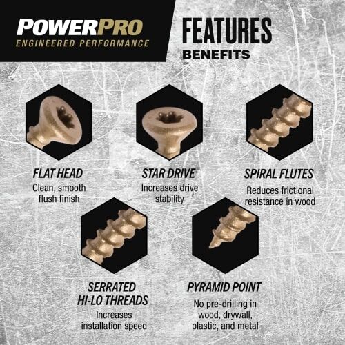Hillman Power Pro ONE Flat Exterior Bronze Multi-Material Screws, #6 X 1-1/4-In, 35-Pc